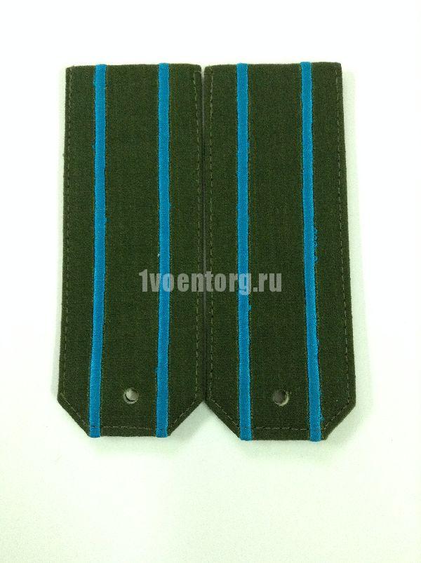 Артикул: 2000000190235 Погоны оливковые 2 вышитых голубых просвета (на офисный костюм), rip-stop