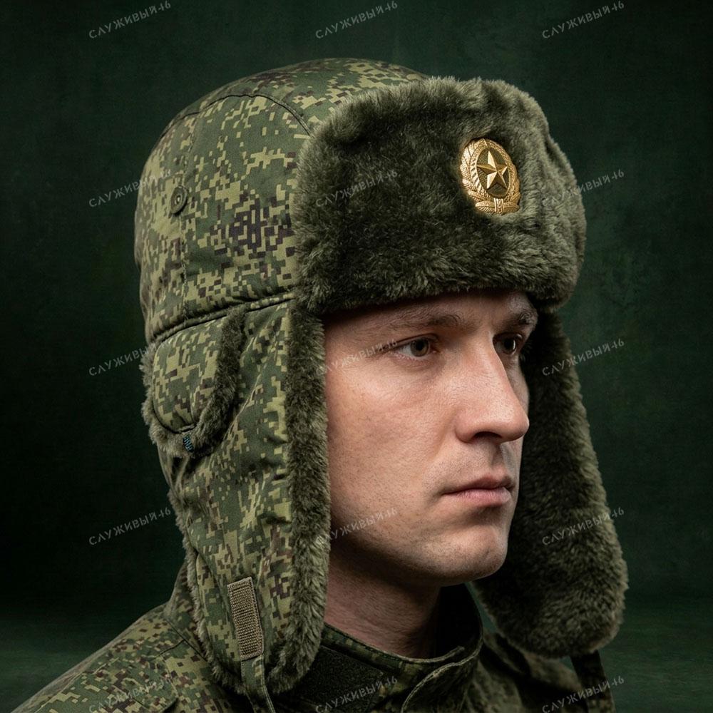 Артикул: 2000000591063 Шапка-ушанка ВКБО (ткань русская цифра, Rip-Stop, искусственный мех)